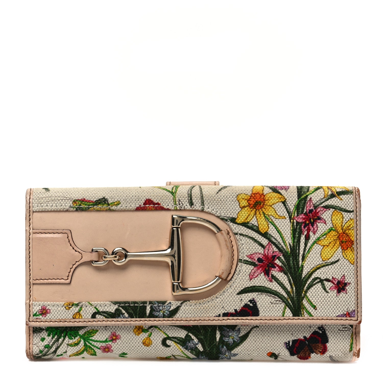 Gucci Canvas Floral Flora Hasler Continental Wallet White 1 of 13