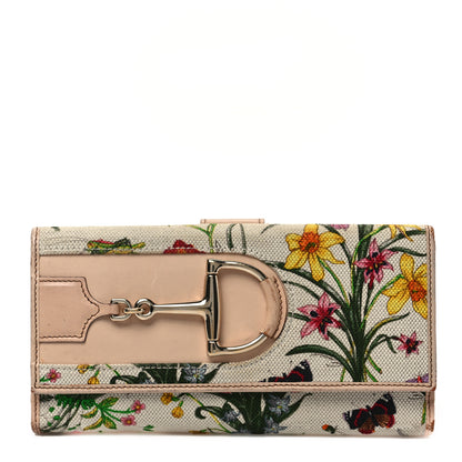 Gucci Canvas Floral Flora Hasler Continental Wallet White 1 of 13