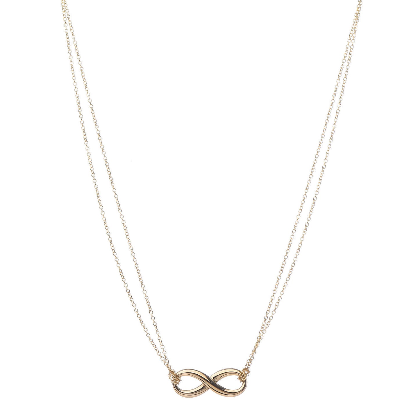18K Yellow Gold Infinity Double Chain Pendant Necklace