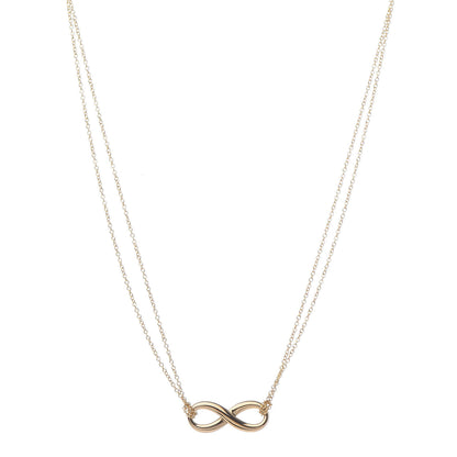 Tiffany 18K Yellow Gold Infinity Double Chain Pendant Necklace 1 of 7