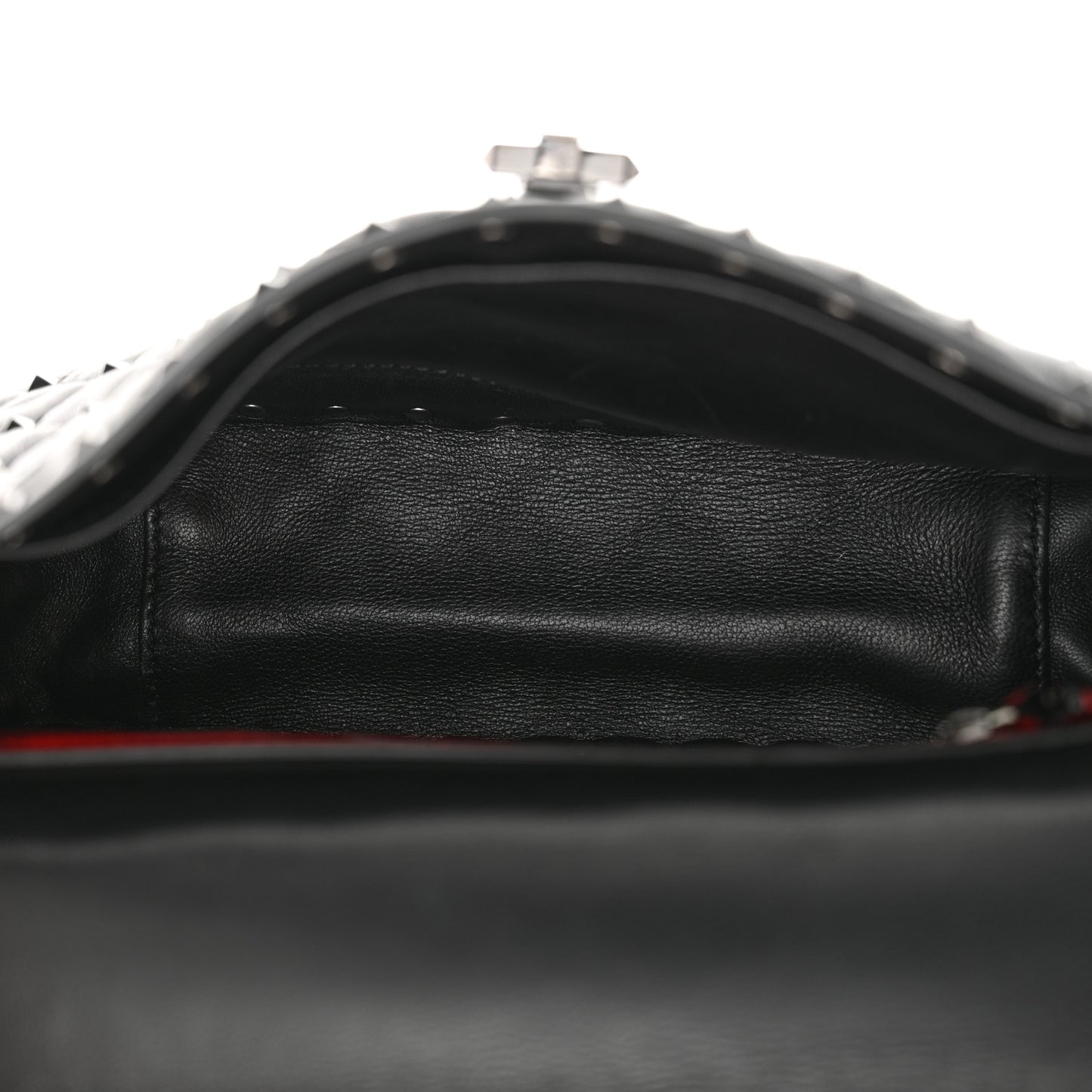 Lambskin Monochrome Medium Rockstud Spike Shoulder Bag Black