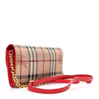 Burberry Haymarket Check Henley Wallet On Chain Coral Red 2 of 10