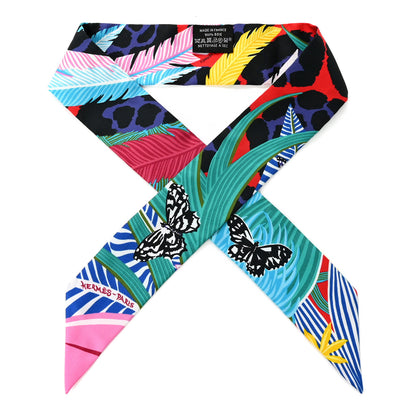 Hermes Silk Jaguar Quetzal Twilly Vert Rouge Rose 1 of 5