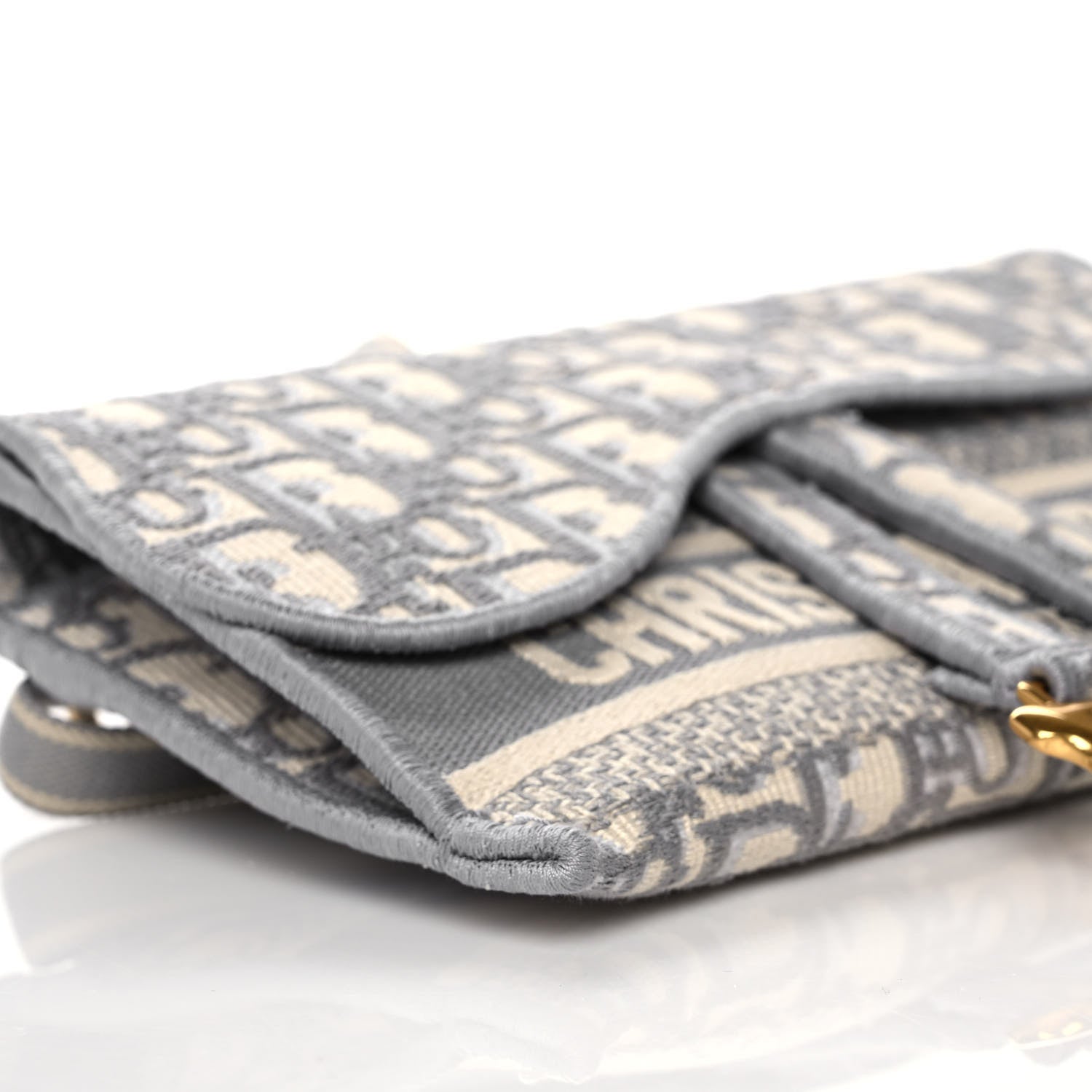 Christian Dior Oblique Slim Saddle Pouch Grey 9 of 10
