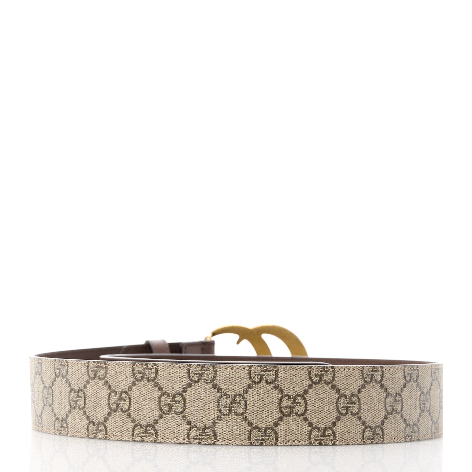 Gucci GG Supreme Monogram Matte Plutone Calfskin Double G 40mm Belt 90 36 Beige Ebony New Acero 2 of 5
