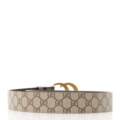Gucci GG Supreme Monogram Matte Plutone Calfskin Double G 40mm Belt 90 36 Beige Ebony New Acero 2 of 5