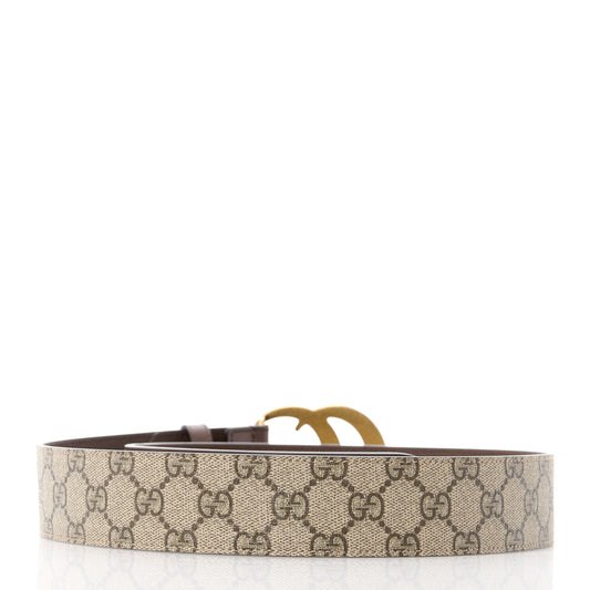GG Supreme Monogram Matte Plutone Calfskin Double G 40mm Belt 90 36 Beige Ebony New Acero