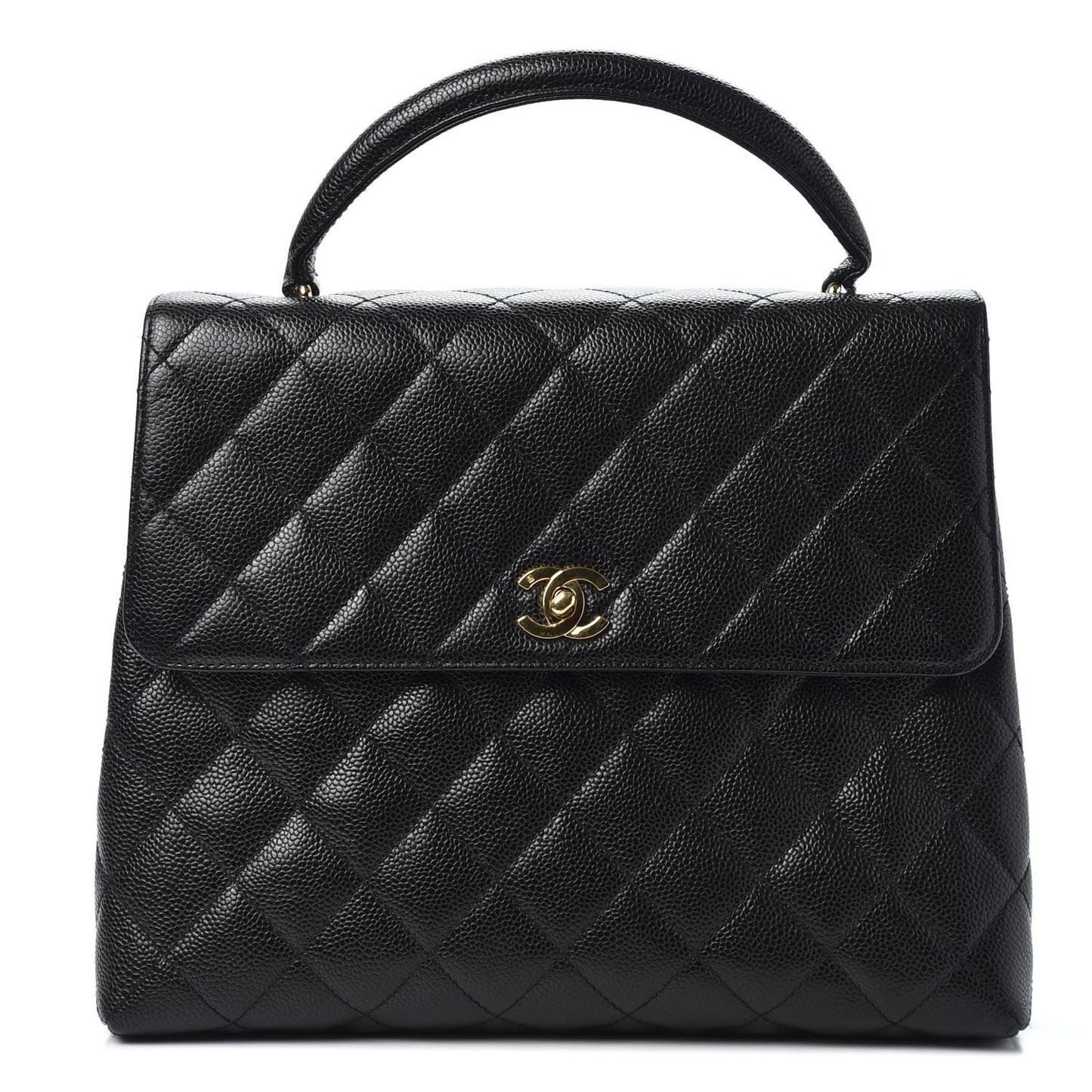 Caviar Quilted Jumbo Kelly Flap Black