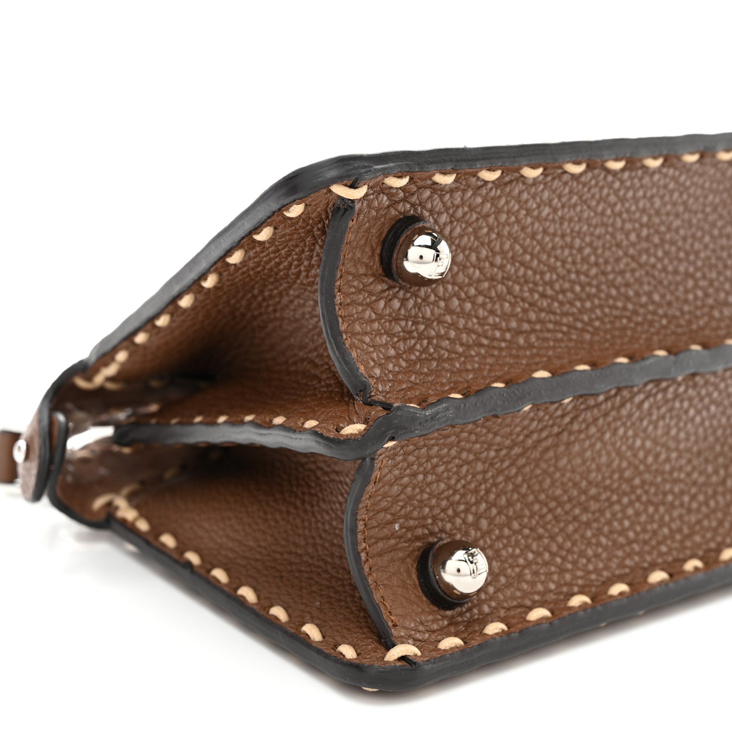 Fendi Cuoio Romano Raffia Woven Petite Peekaboo I SEE U Satchel Natural Gianduia 8 of 9