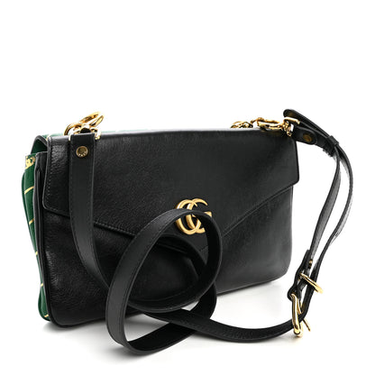 Gucci Calfskin Diagonal GG Medium Thiara Double Envelope Shoulder Bag Emerald Green Black 3 of 11
