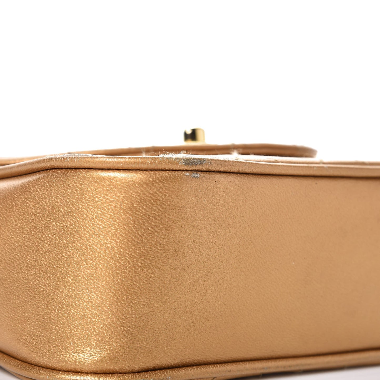 Metallic Lambskin Mini Quilted Flap Gold