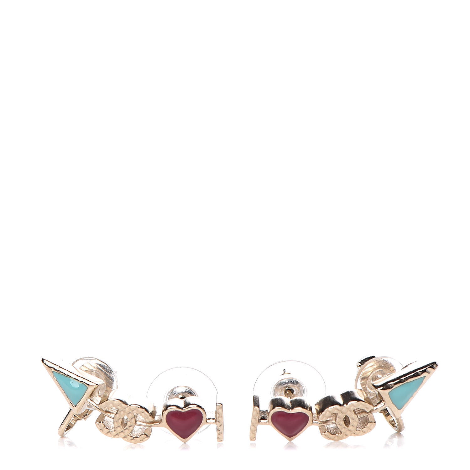 Chanel Enamel I Heart CC Earrings Gold 1 of 4