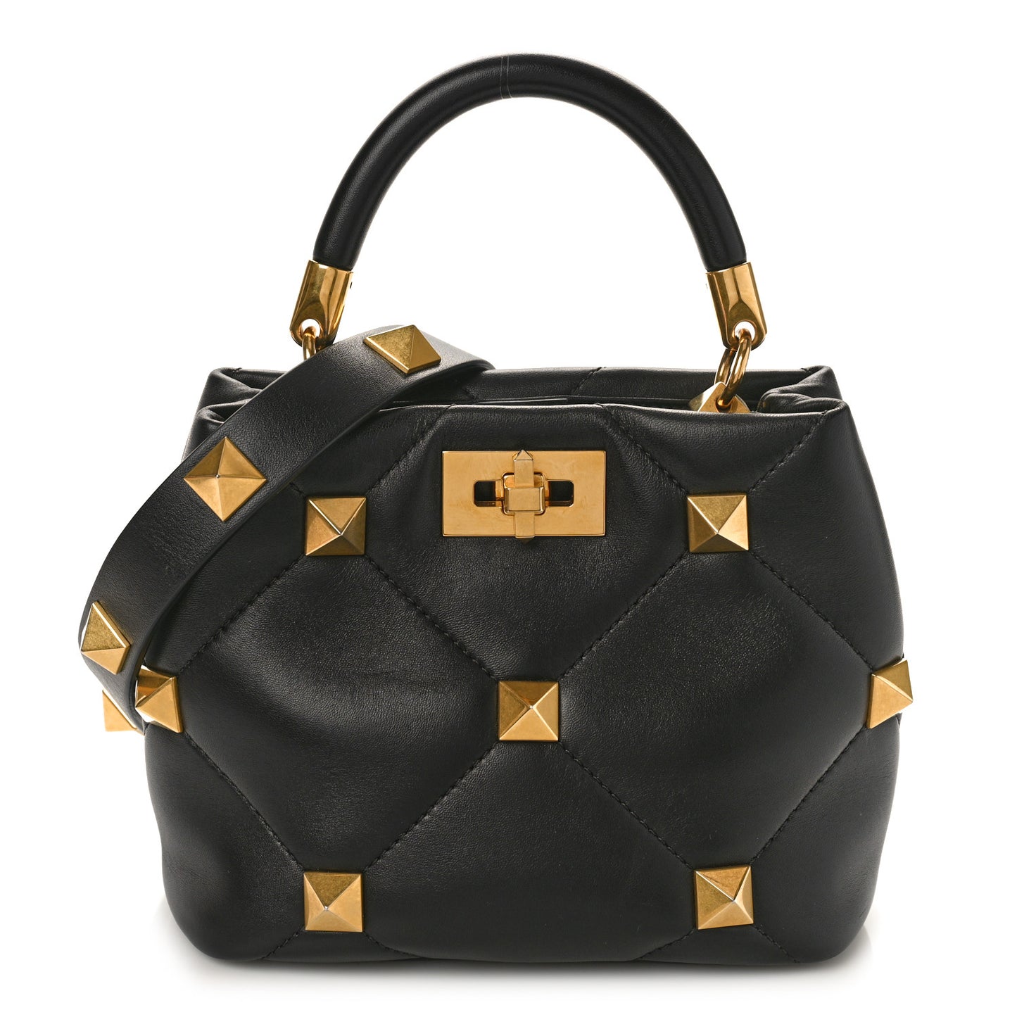 Nappa Small Roman Stud The Handle Bag Black