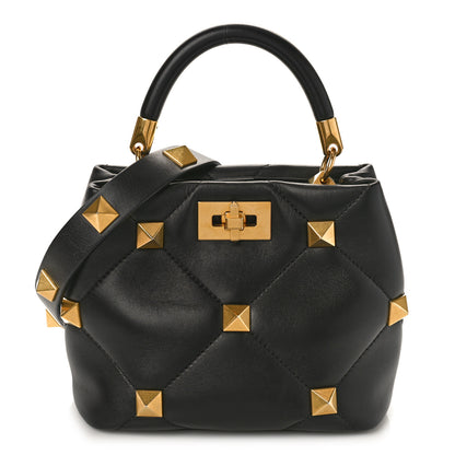 Valentino Garavani Nappa Small Roman Stud The Handle Bag Black 1 of 9
