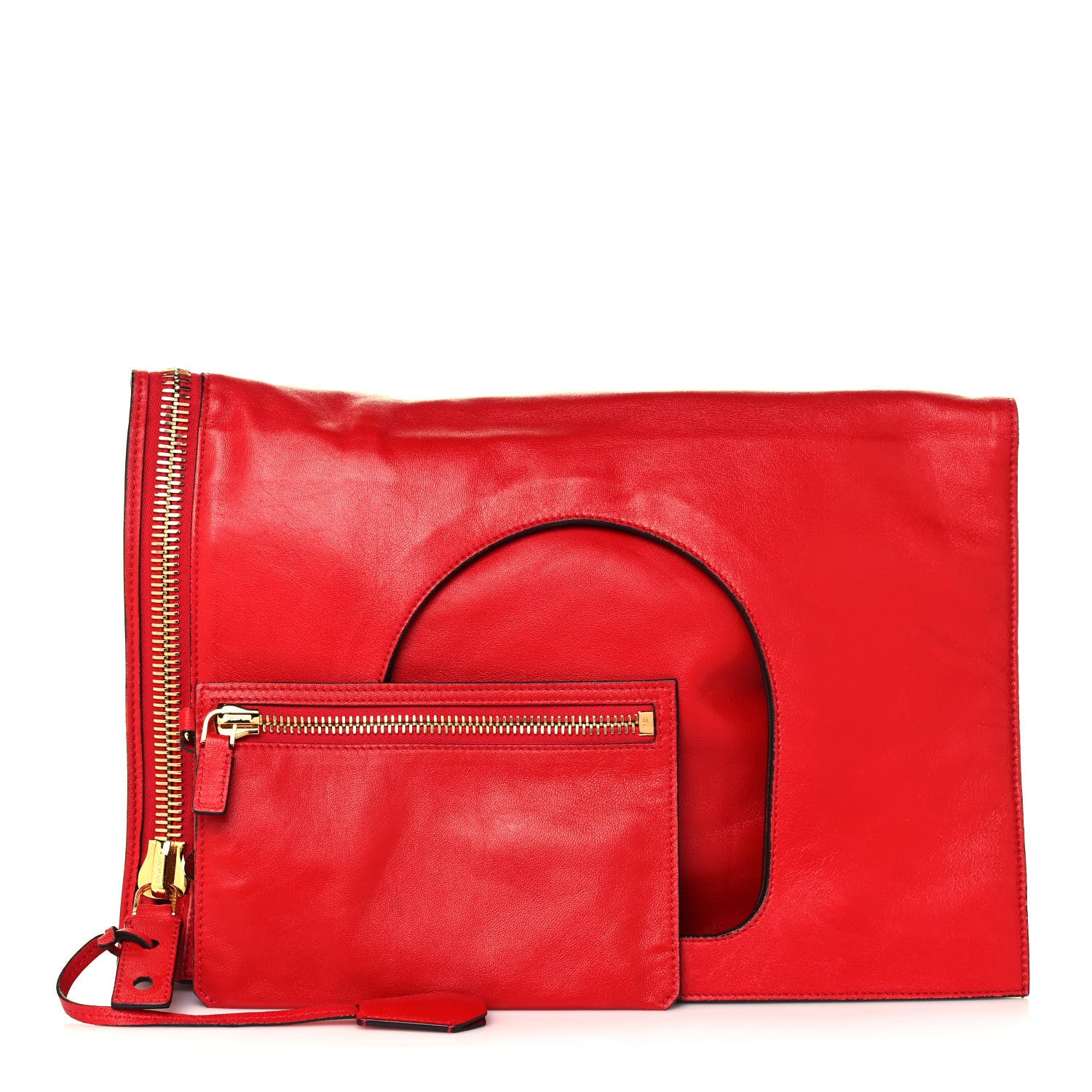 Tom Ford Ramskin Large Alix Padlock Zip Shoulder Bag Flame Red 1 of 13