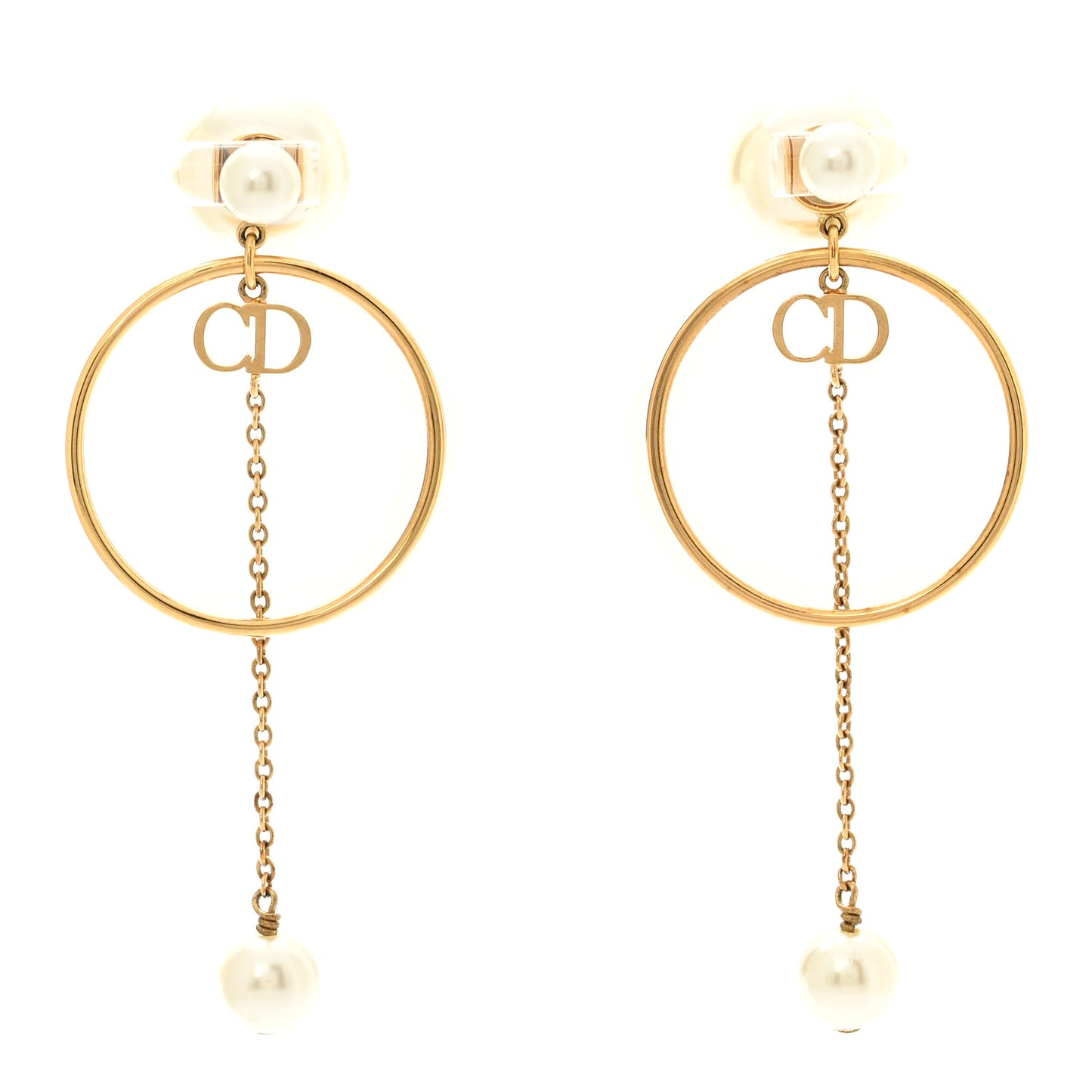 Pearl Tribales Dangle Chain Earrings Gold