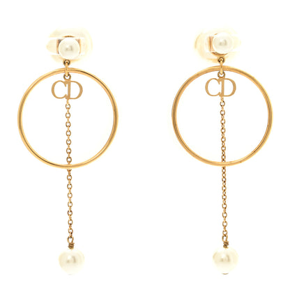 Christian Dior Pearl Tribales Dangle Chain Earrings Gold 1 of 6