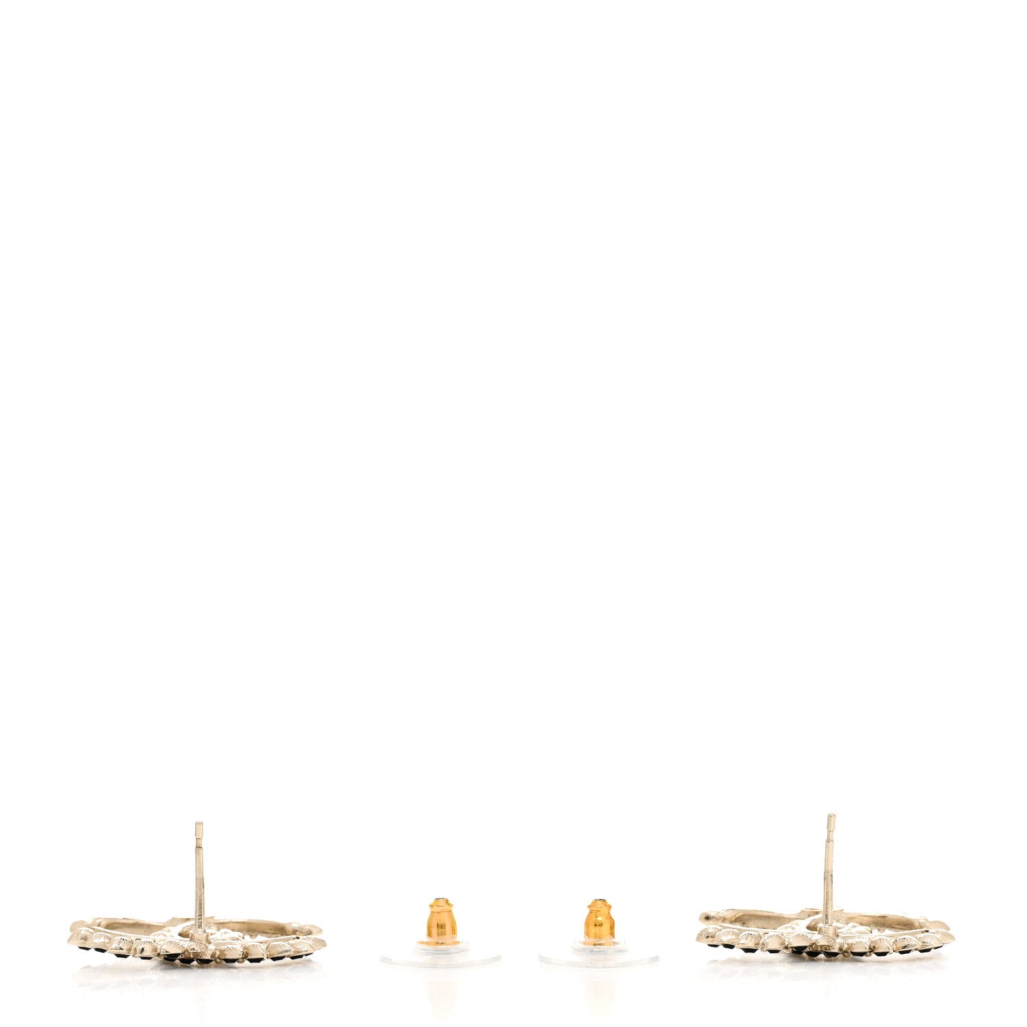 Chanel Strass Crystal Dazzling Wheat CC Earrings Black Gold 3 of 6