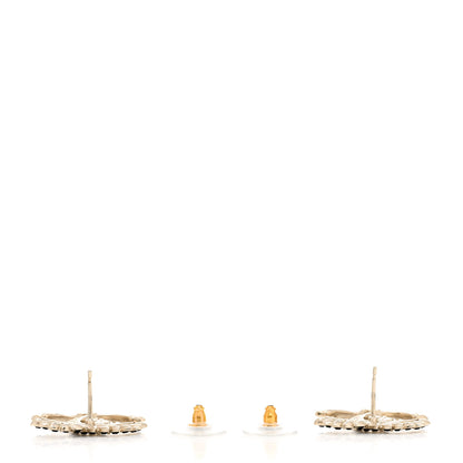 Chanel Strass Crystal Dazzling Wheat CC Earrings Black Gold 3 of 6
