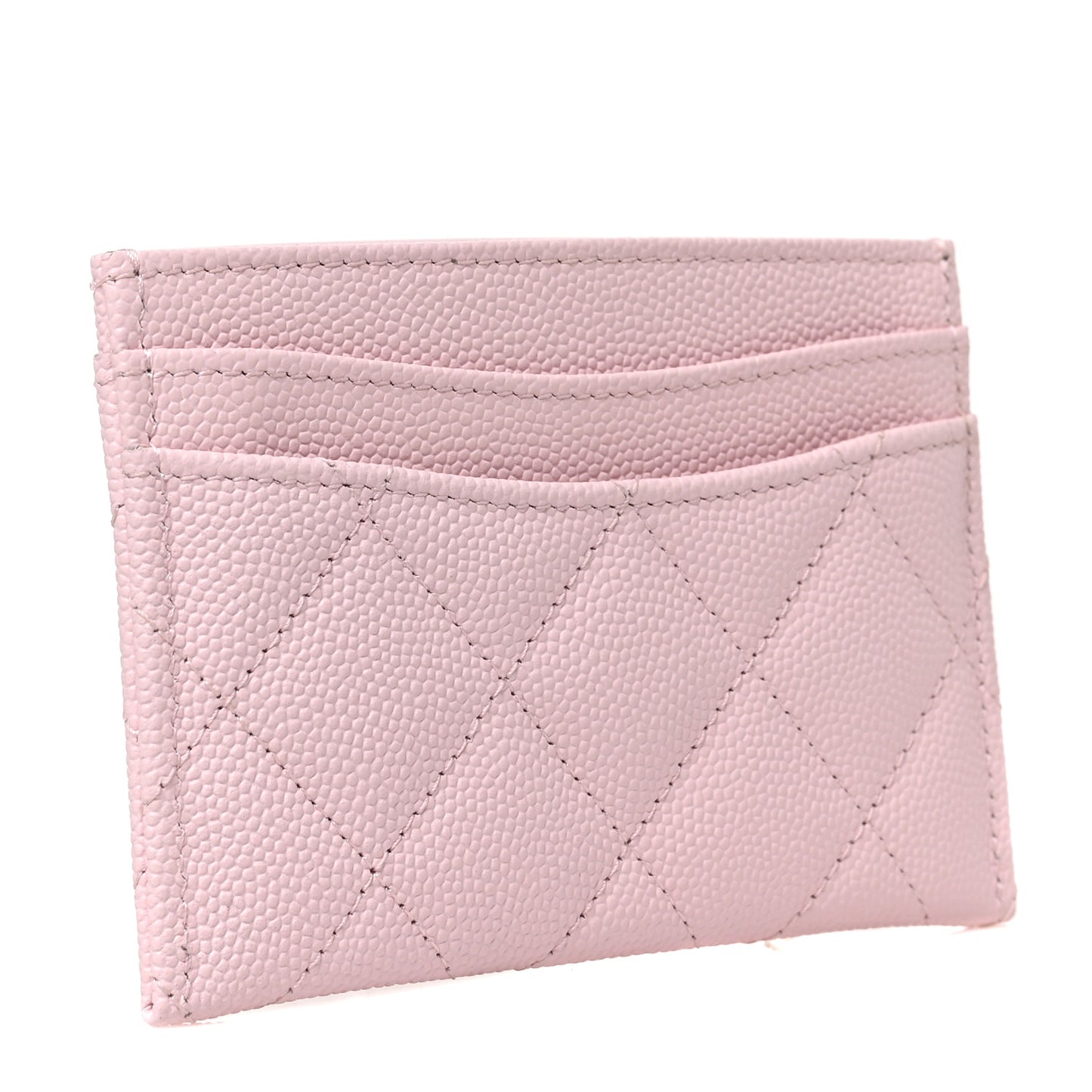 Caviar Quilted Card Holder Light Pink