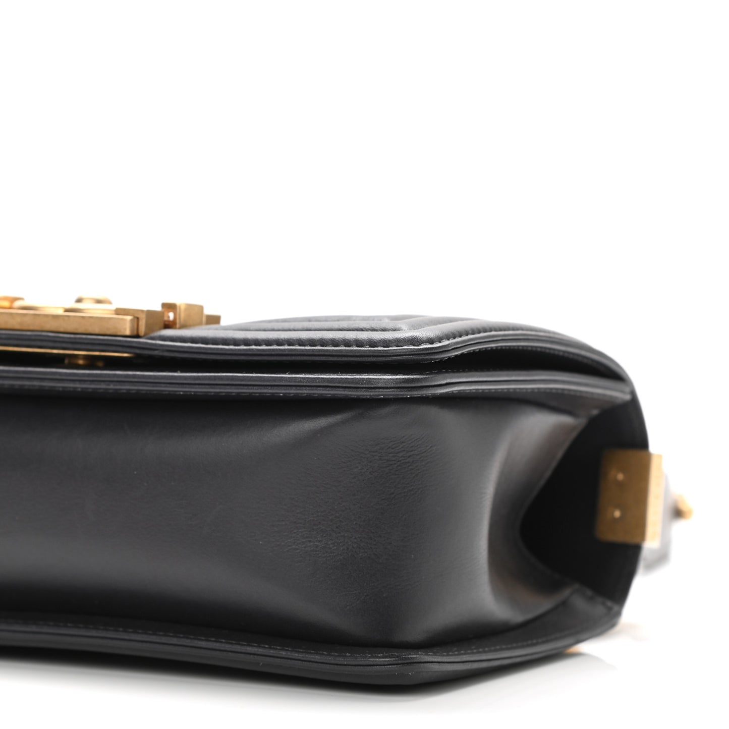 Calfskin Quilted Small Boy Flap Dark Grey