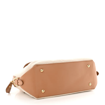 Salvatore Ferragamo Canvas Calfskin Fiamma Bag Sienne 4 of 10