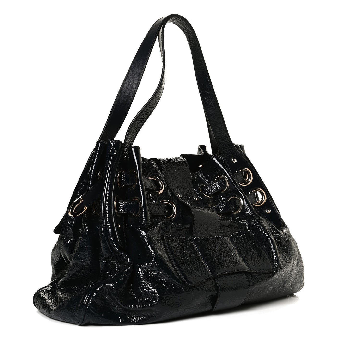 Crushed Patent Riki Bag Blue