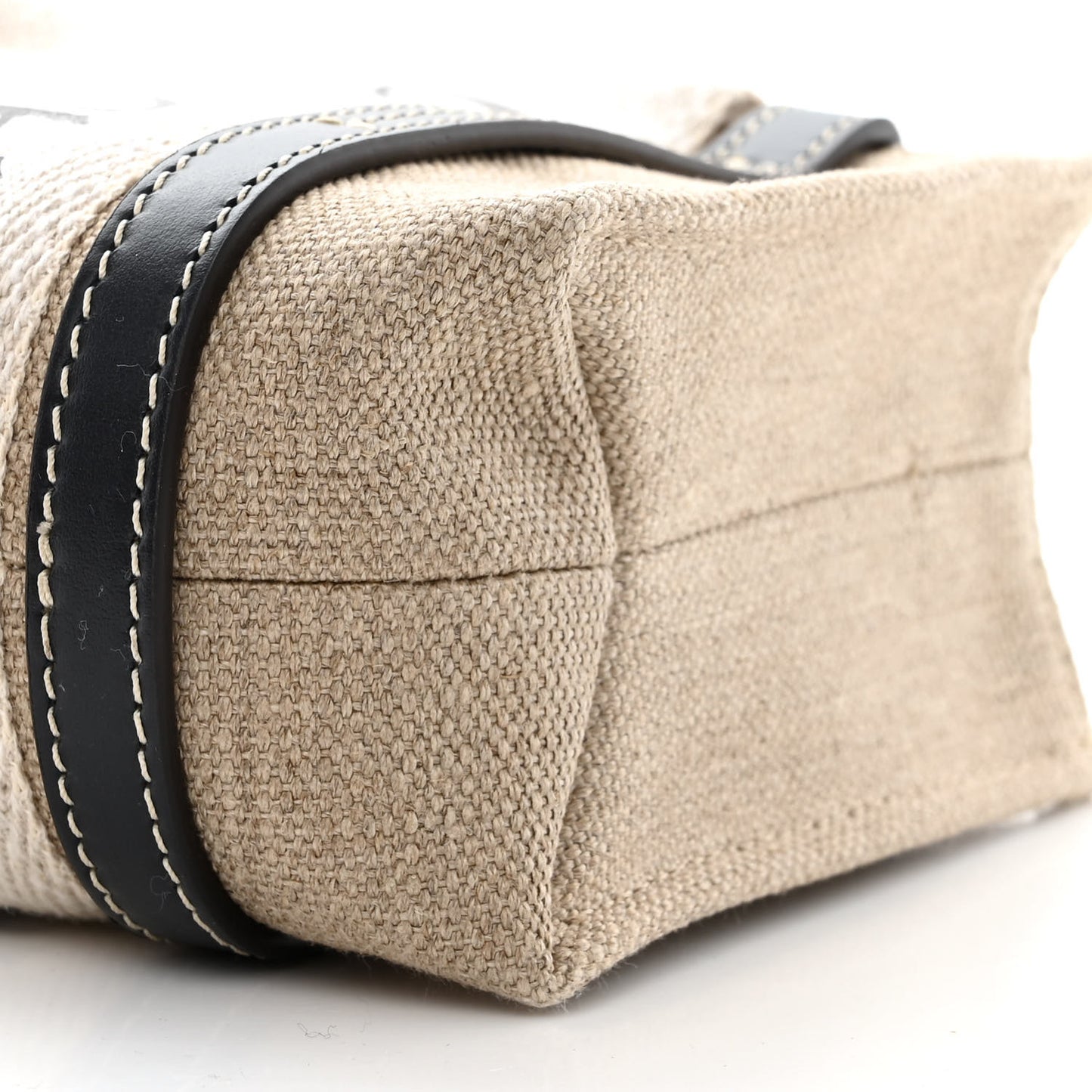 Cotton Calfskin Mini Woody Ribbon Tote White Blue