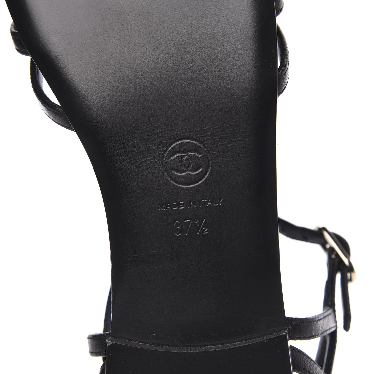 Chanel Calfskin CC Chain Sandals 37.5 Black 7 of 8