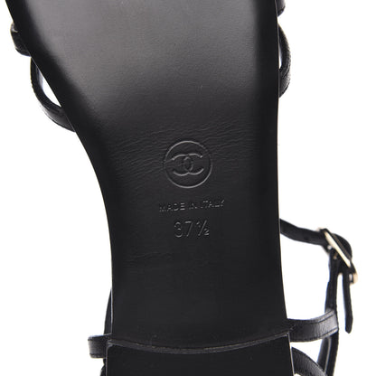 Chanel Calfskin CC Chain Sandals 37.5 Black 7 of 8