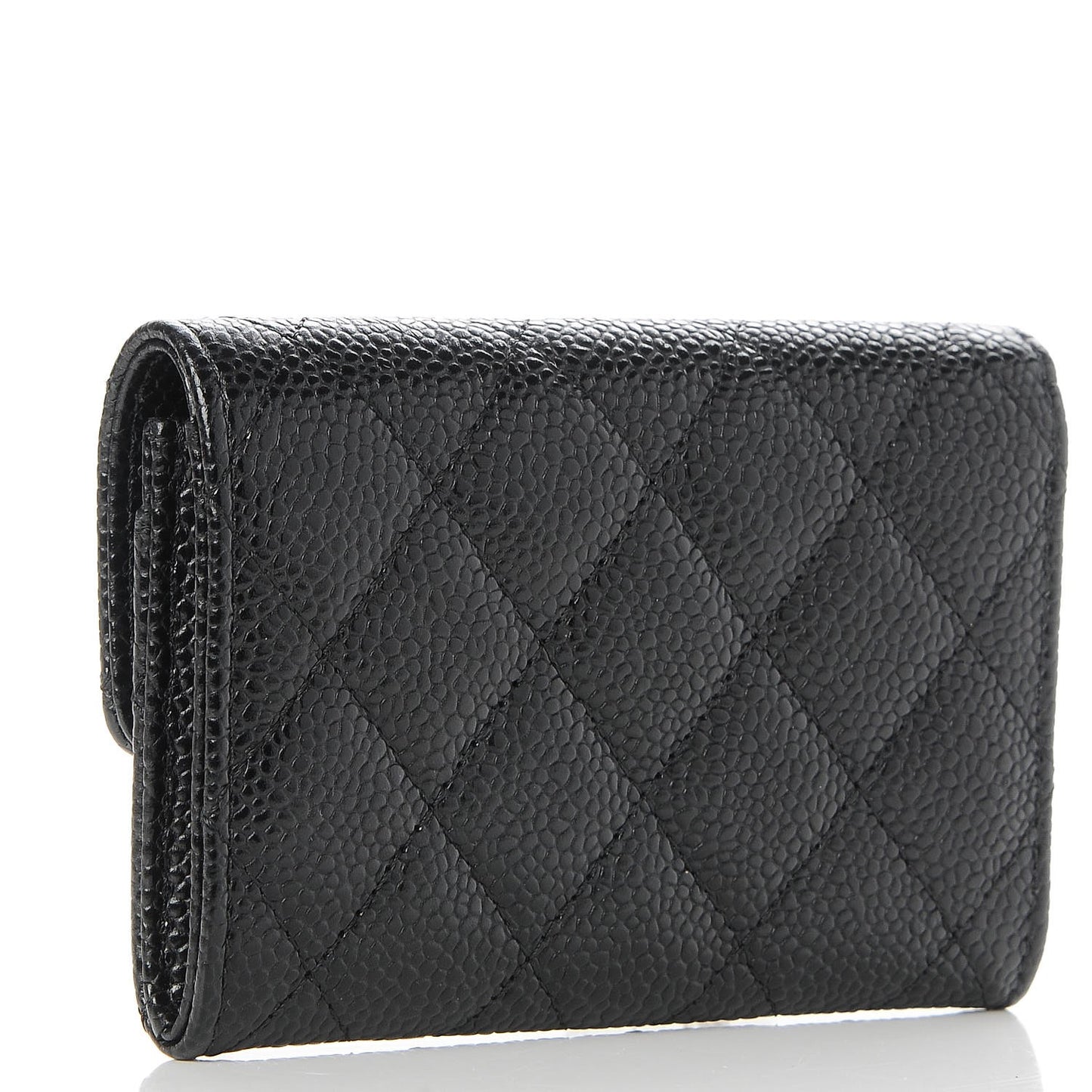 Caviar Quilted Flap Card Holder Black