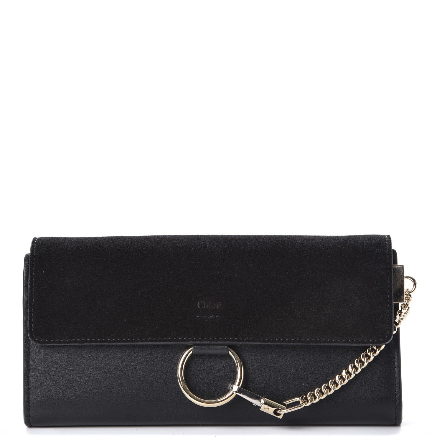Chloe Suede Calfskin Faye Wallet Black 1 of 8