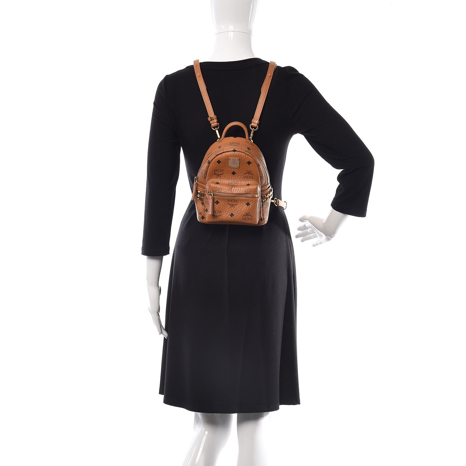 MCM Visetos Side Stud X-Mini Stark Backpack Cognac 2 of 11