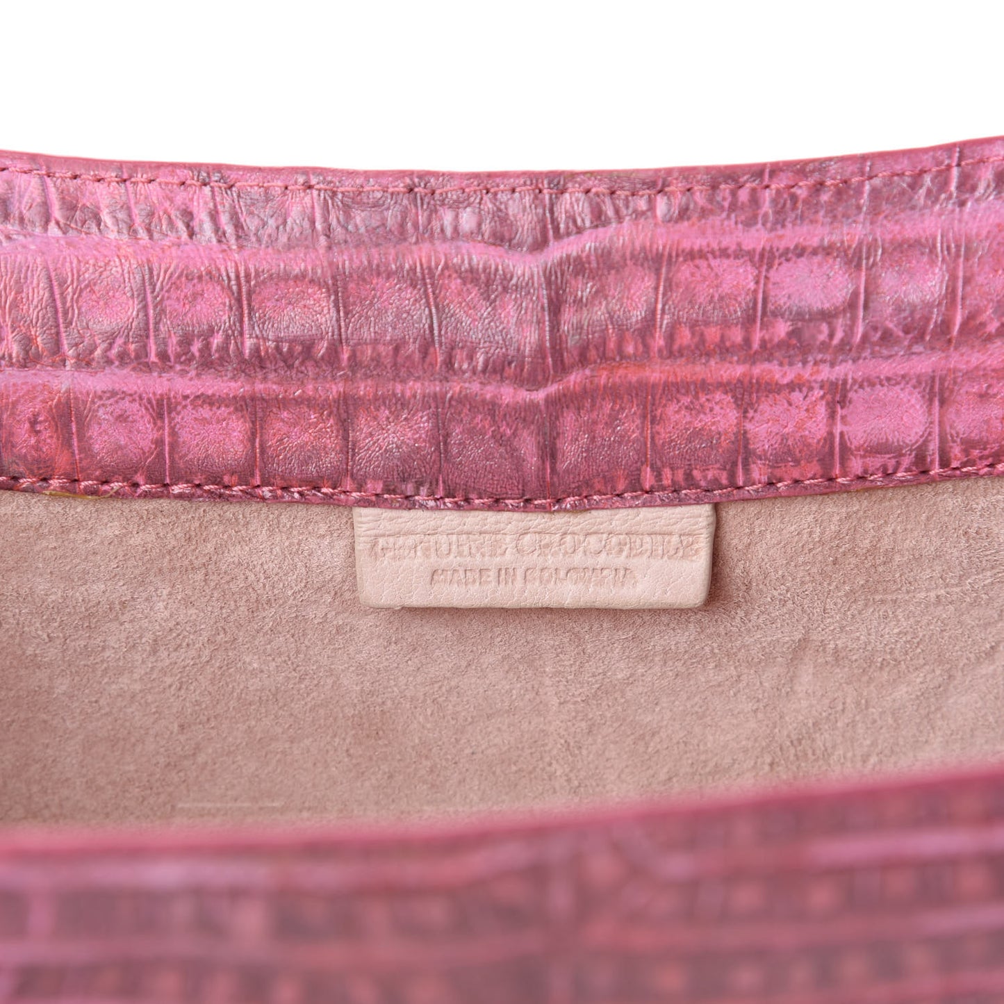 Metallic Crocodile Clutch Pink