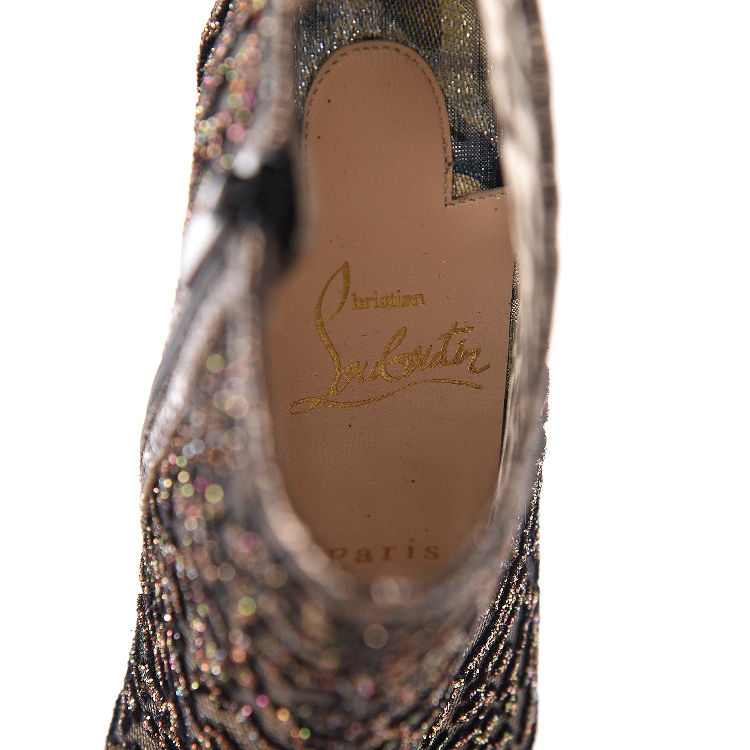 Christian Louboutin Mesh Glitter Nancy Bootie 100 Ankle Boots 36.5 Black 6 of 9