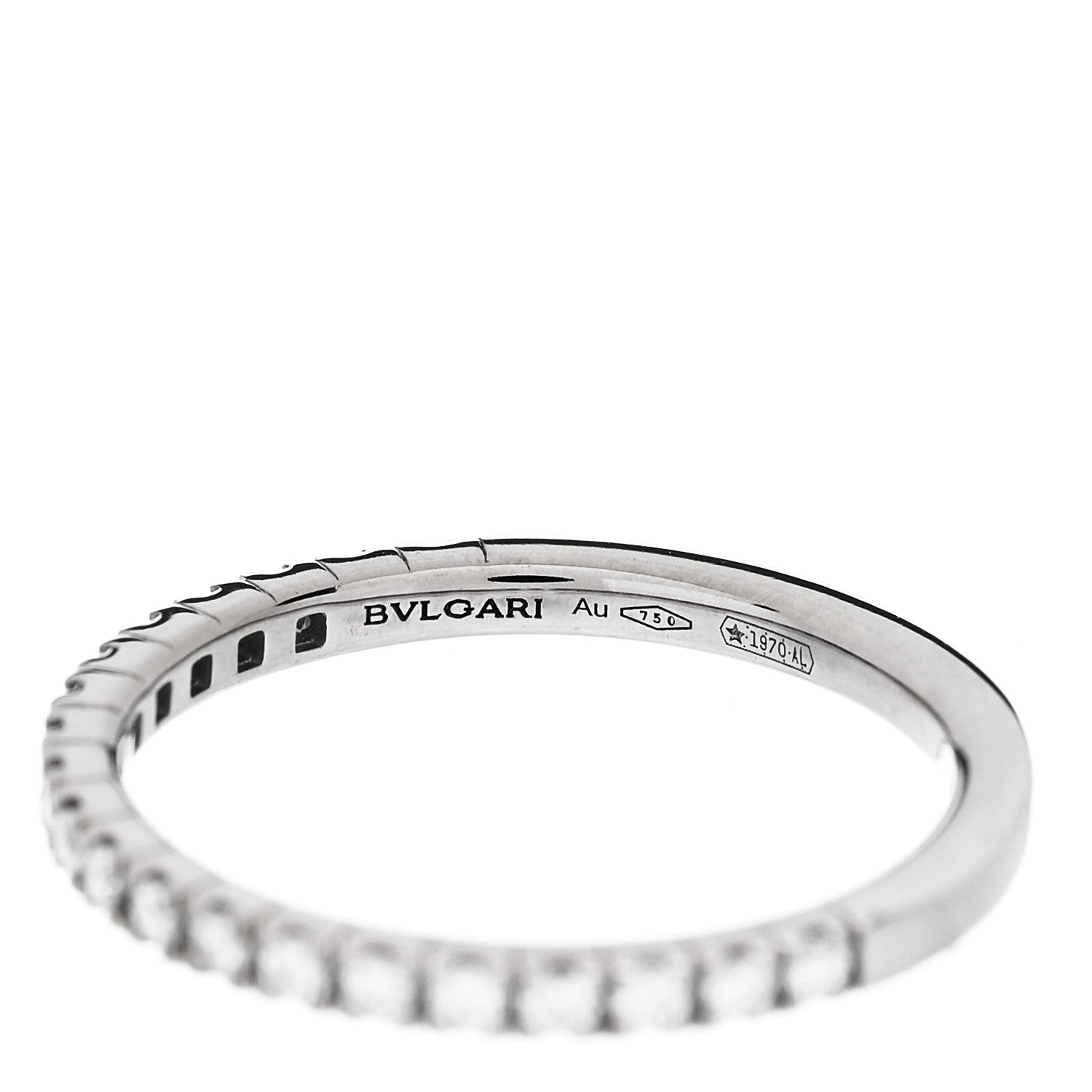 Bulgari 18K White Gold Diamond Roma Amor Wedding Band Ring 47 4.25 4 of 6
