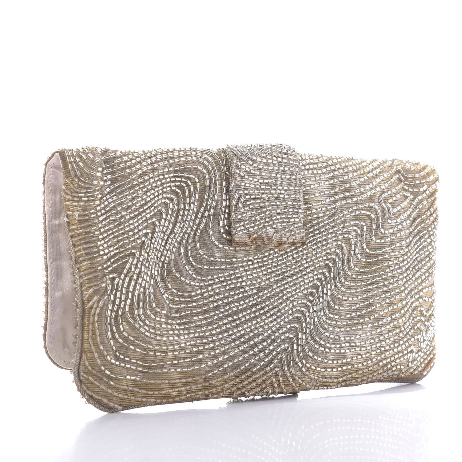 Christian Dior Beaded Fabric Flap Clutch Beige 3 of 10
