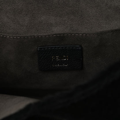Fendi Velluto Astrakan Vitello Dolce F is Fendi Kan I Shoulder Bag Black 6 of 17