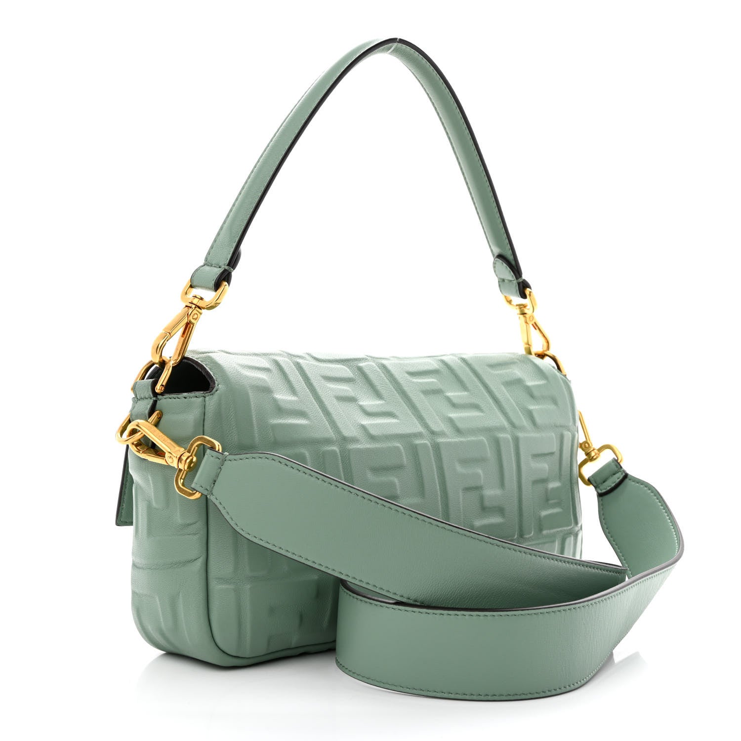 Fendi Nappa FF 1974 Embossed Baguette Menta 3 of 10