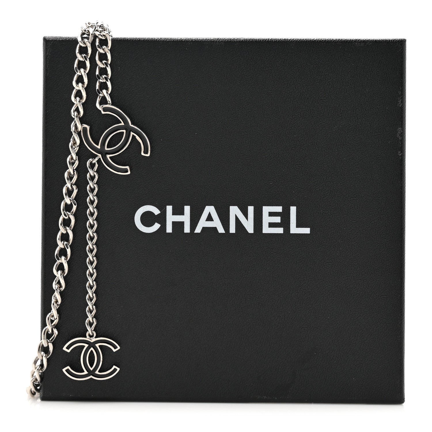 Chanel Enamel CC Chain Logo Belt Silver Black 4 of 4