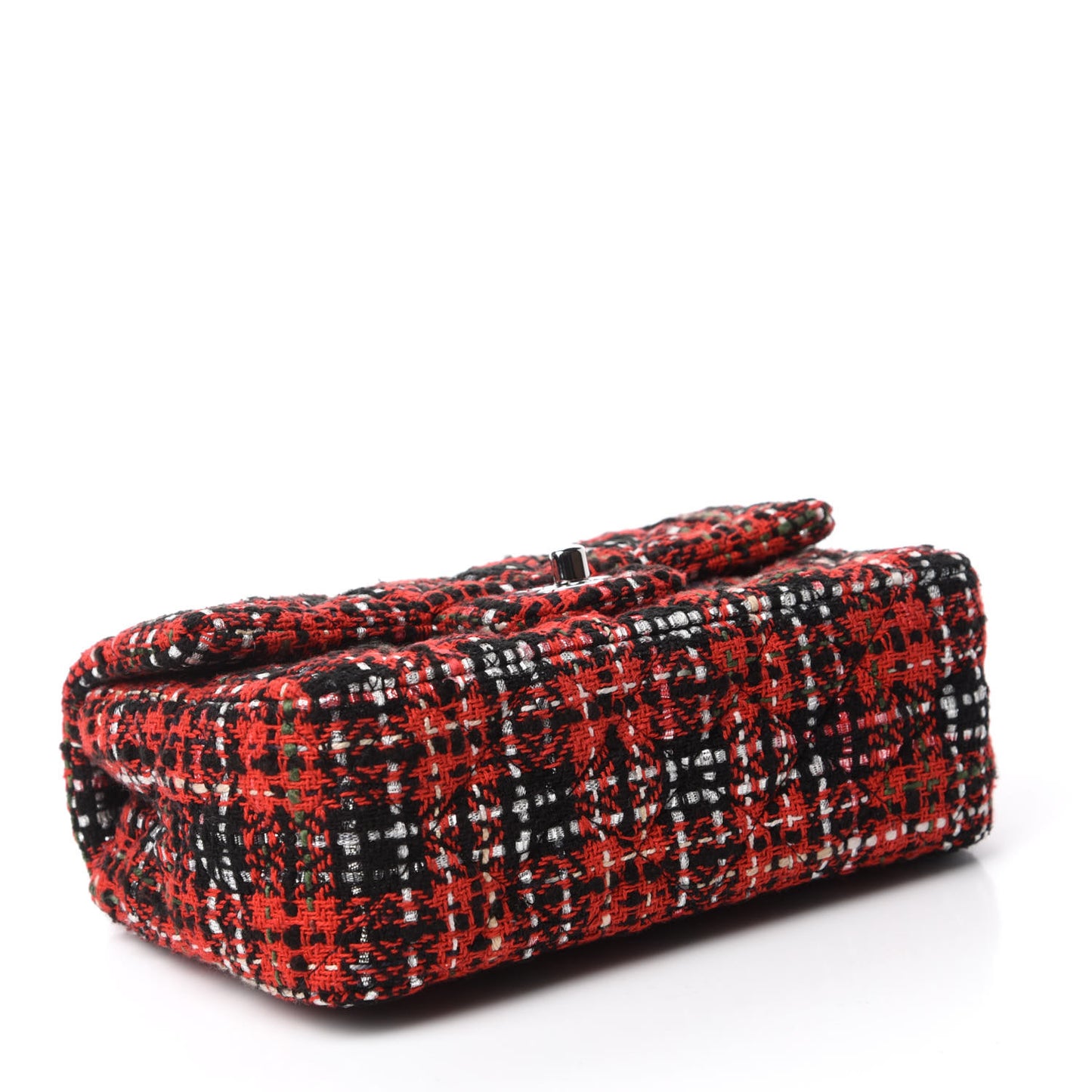 Tweed Quilted Mini Rectangular Flap Red Navy