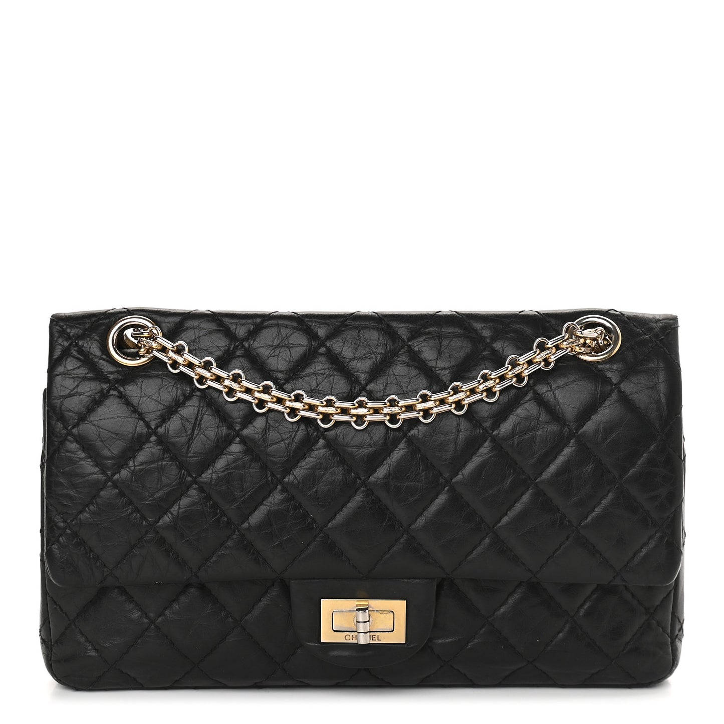 Aged Calfskin Quilted 2.55 Reissue 225 Flap Black