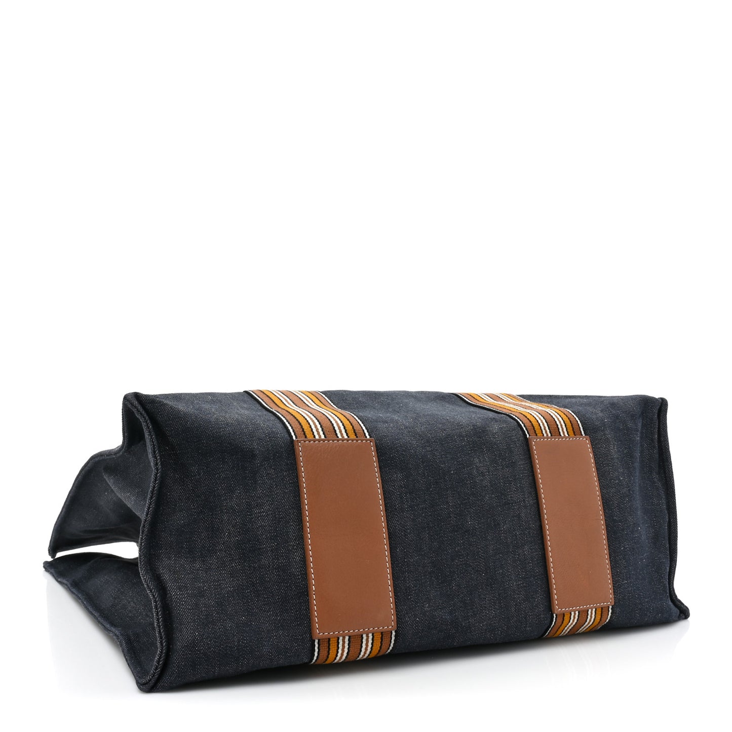 Denim Cotton Canvas The Suitcase Stripe Tote Blue