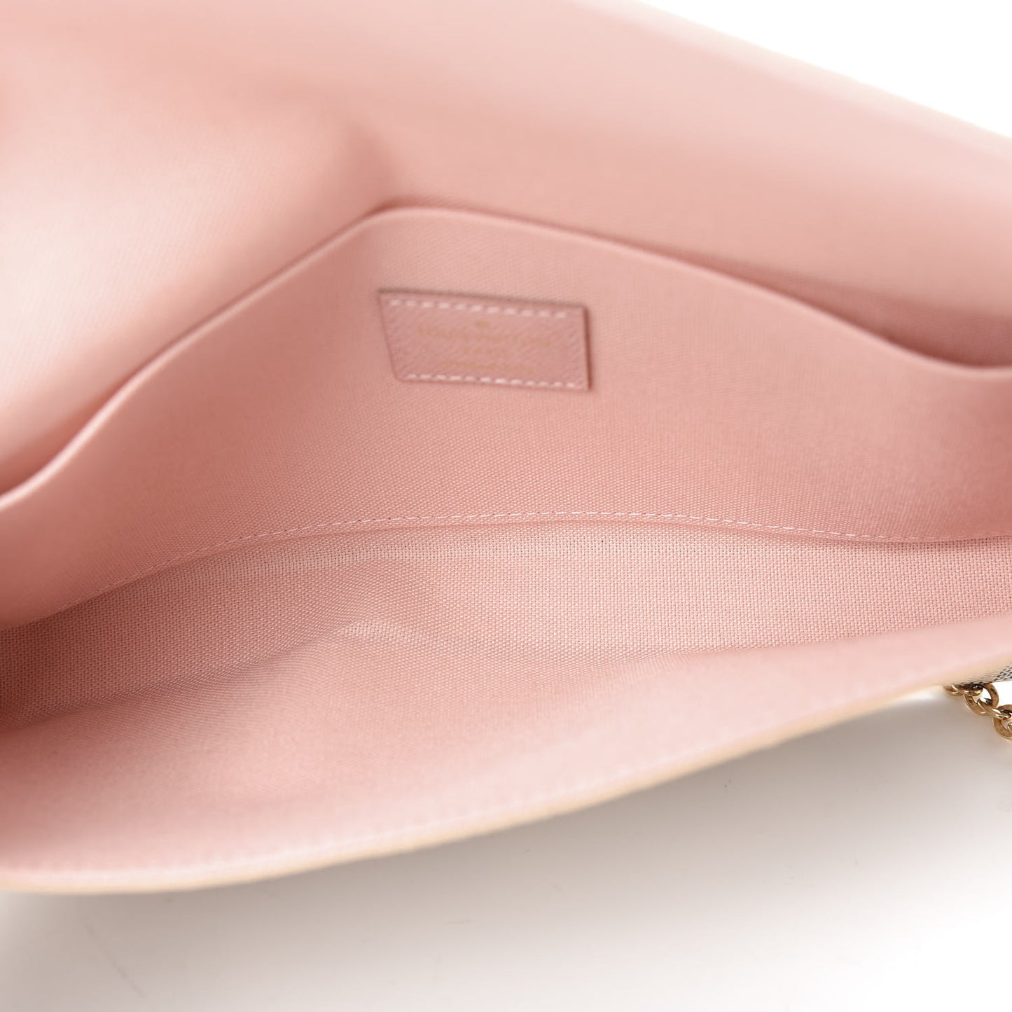 Damier Azur Pochette Felicie Chain Wallet Rose Ballerine