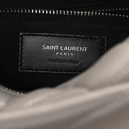 Saint Laurent Calfskin Y Quilted Monogram Small Loulou Bowling Bag Light Gray 5 of 14