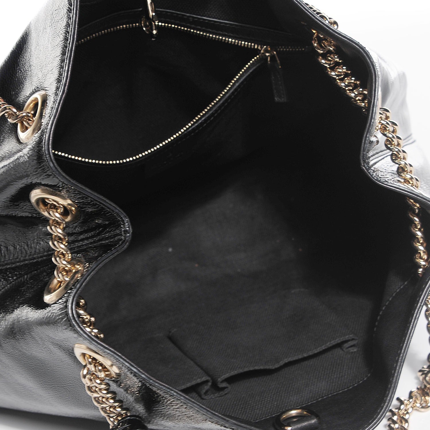 Gucci Patent Medium Soho Chain Shoulder Bag Black 5 of 8