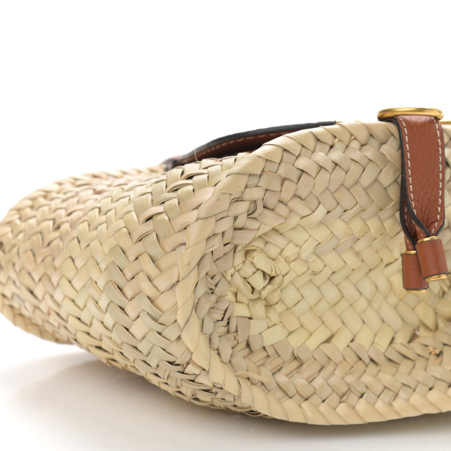 Raffia Small Grain Calfskin Small Marcie Basket Tan
