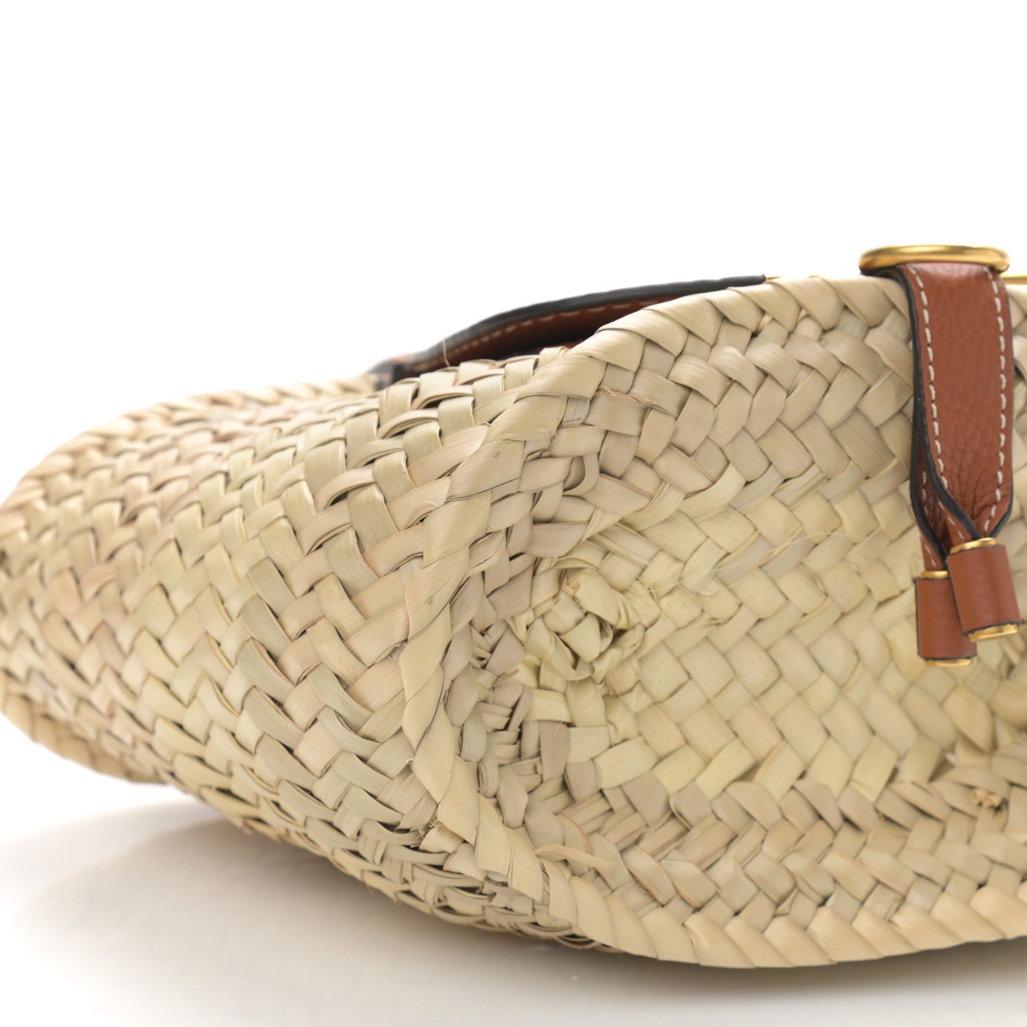 Chloe Raffia Small Grain Calfskin Small Marcie Basket Tan 7 of 8