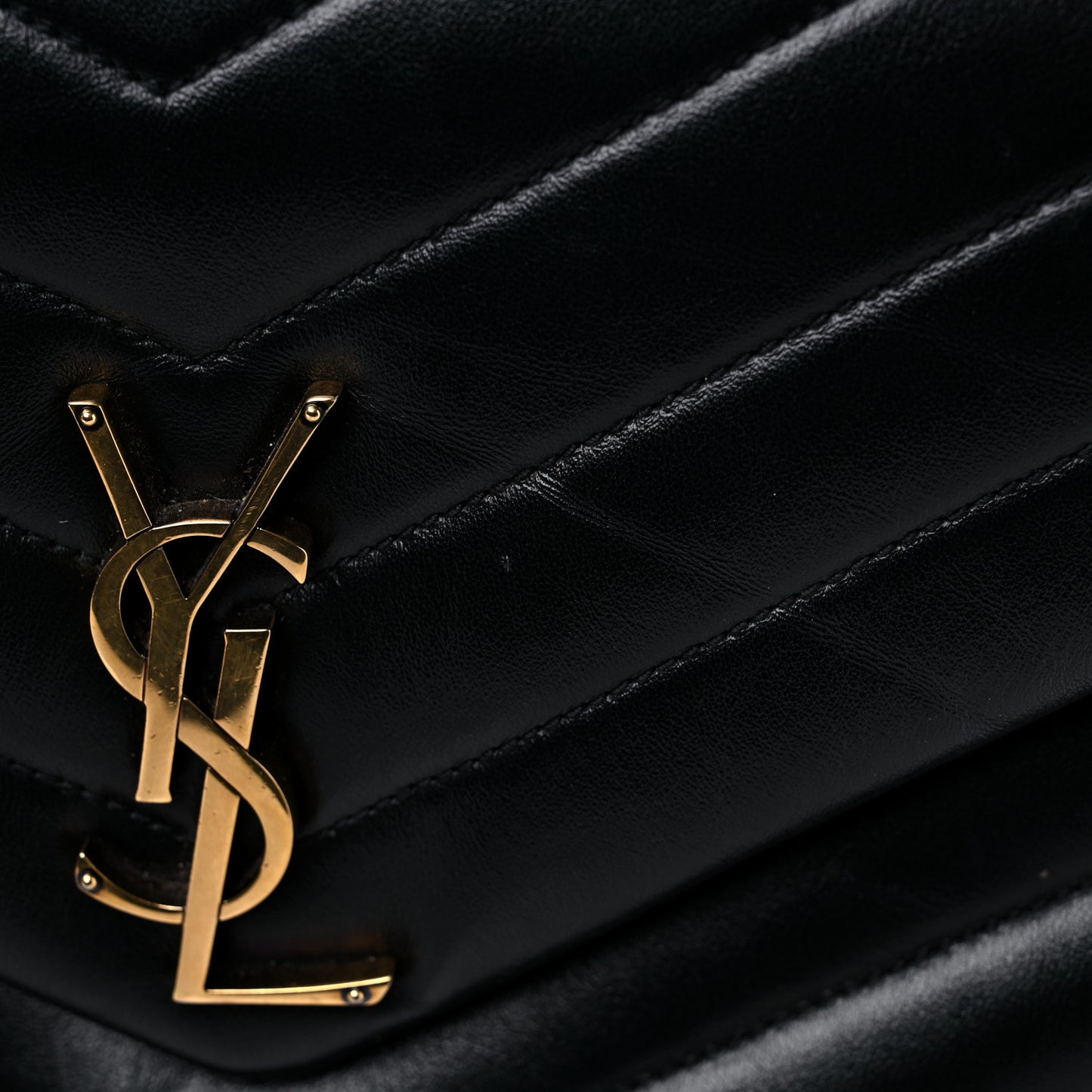 Calfskin Y Quilted Monogram Medium Loulou Chain Satchel Black