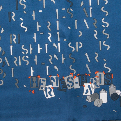 Hermes Silk Cotton Typograffiti Scarf 100 Bleu Moyen Bleu Sport Blanc 4 of 6